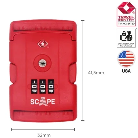 Scape Travel Correa para maleta con combinación E0121 roja